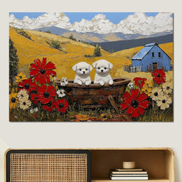 Puppy Adventure in Bloomfields - NicheCanvas