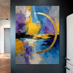 Golden Crescent Over Blue Sky - NicheCanvas