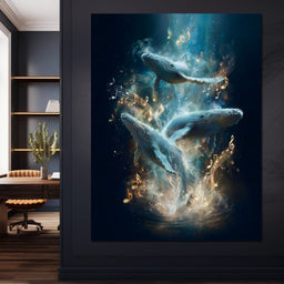 Melodic Tides of Dancing Whales - NicheCanvas