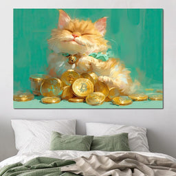 Golden Feline Fortune Dreams - Tanni Cylon - NicheCanvas