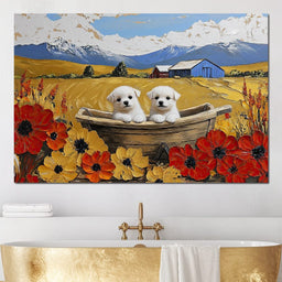 Puppy Journey Through Fields - NicheCanvas