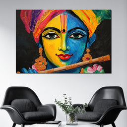 Divine Radiance of Vibrant Krishna - NicheCanvas
