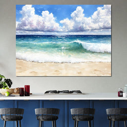 Ocean Waves Sunlit Horizon - NicheCanvas