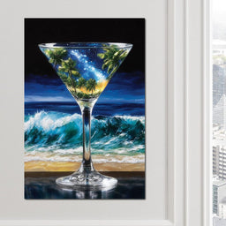 Cosmic Cocktail Island Night - NicheCanvas