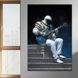 Celestial Guitarist on Lunar Steps - NicheCanvas