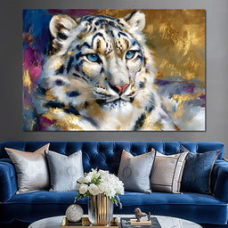 Golden Snow Leopard Portrait - NicheCanvas