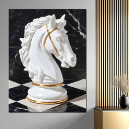 Gilded Knight on Marble Board - NicheCanvas