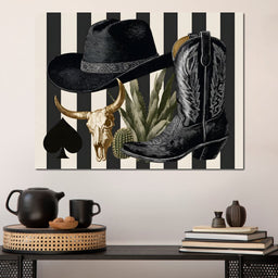 Cowboy Boot Hat Skull Cactus - NicheCanvas
