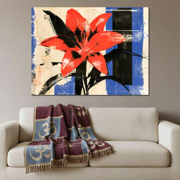 Bold Petals Against Shattered Geometry - NicheCanvas