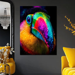 Neon Rainforest Toucan Portrait - NicheCanvas