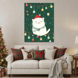 Jolly Santa Kitty Holiday Lights - NicheCanvas