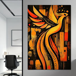 Phoenix in Golden Auras - NicheCanvas