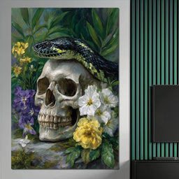 Serpent Crowned Skull Garden - NicheCanvas