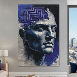 Cobalt Labyrinth Mindscape - NicheCanvas