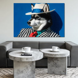 Husky in Chic Fedora Style - NicheCanvas