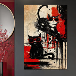 Cool Cats Red Shades Duo - NicheCanvas