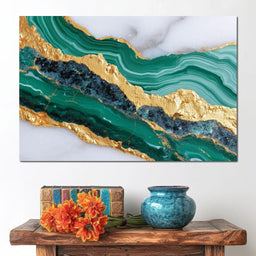 Emerald Geode Gold River - NicheCanvas