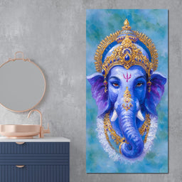 Royal Blue Ganesha Divine Blessing - NicheCanvas