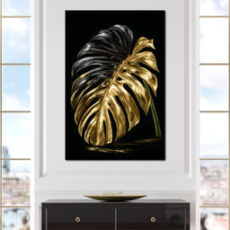 Gilded Leaf Of Dark Night - NicheCanvas