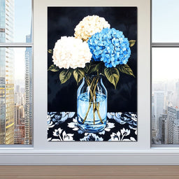 Hydrangea Dream in Glass Vase - NicheCanvas