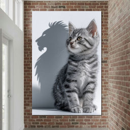 Brave Kitten Lion Shadow - NicheCanvas