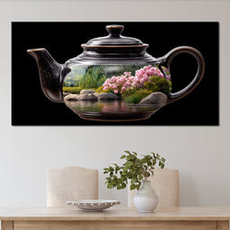 Zen Teapot Garden Reflection - NicheCanvas