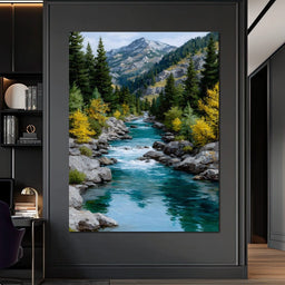 Alpine River Evergreen Peaks - NicheCanvas