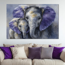 Tender Elephant Family Portrait - NicheCanvas