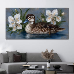 Duck Tranquility Among Petals - NicheCanvas