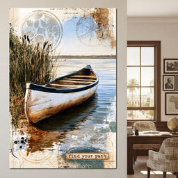 Abandoned Boat Waiting Upon Still Waters - NicheCanvas