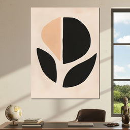 Neutral Abstract Leaf Silhouette - NicheCanvas
