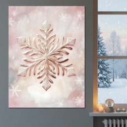 Rose Glimmer Snowflake Elegance - NicheCanvas