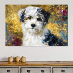 Golden Garden Puppy Portrait - NicheCanvas