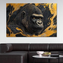 Majestic Stare Golden Waves - NicheCanvas