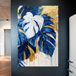 Golden & Blue Oasis - NicheCanvas