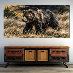 Solitary Wanderer Through The Golden Grass - NicheCanvas