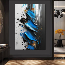 Sapphire Strokes Gold Specks  - NicheCanvas