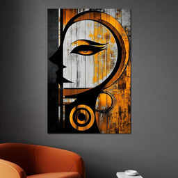 Golden Elegance Abstract Face - NicheCanvas