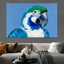 Majestic Cyan Parrot Portrait - NicheCanvas