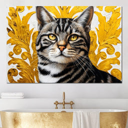 Golden Majesty Feline Portrait - NicheCanvas