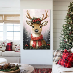 Holiday Reindeer Berries Cheer - NicheCanvas