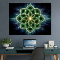 Celestial Green Knot Mandala - NicheCanvas