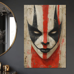 Tribal Mask Red Strike Face - NicheCanvas