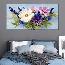 Oil Bouquet Pastel Meadow Flowers - NicheCanvas