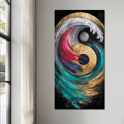 Golden Yin Yang Ocean Surge - NicheCanvas