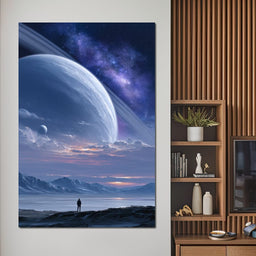Rings of Saturn Night Sky - NicheCanvas