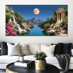Moonlit Oasis Tranquility - NicheCanvas