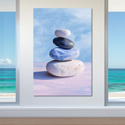 Coastal Stone Balance Zen - NicheCanvas