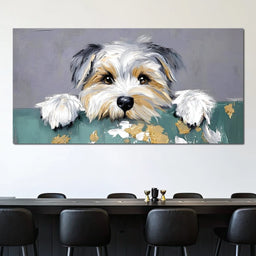 Puppy Yorkshire Eyes Peeking - NicheCanvas