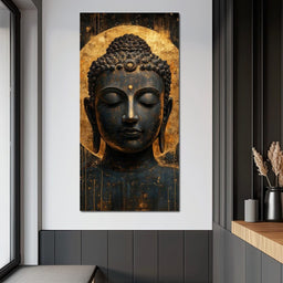 Golden Tranquil Buddha Portrait - NicheCanvas